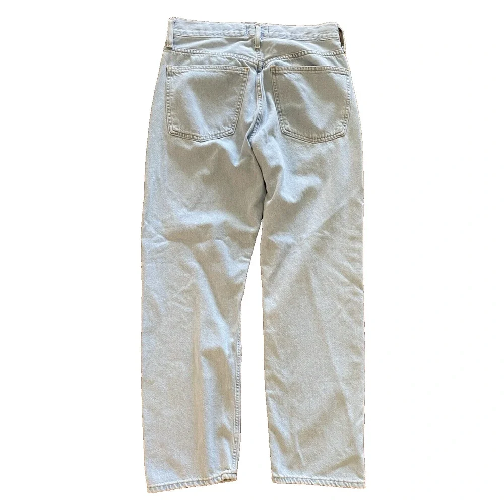 AGOLDE PARKER Jeans Button Fly Straight Cropped Relaxed Pivot Light Wash 25